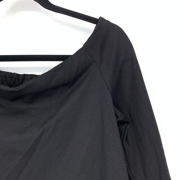 Hatch Top Women's One Size Off the Shoulder Flared Sleeve Maternity Blouse Black - Picture 3 of 6